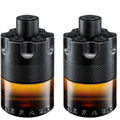 Two Azzaro cologne bottles with black and brown design on a white background