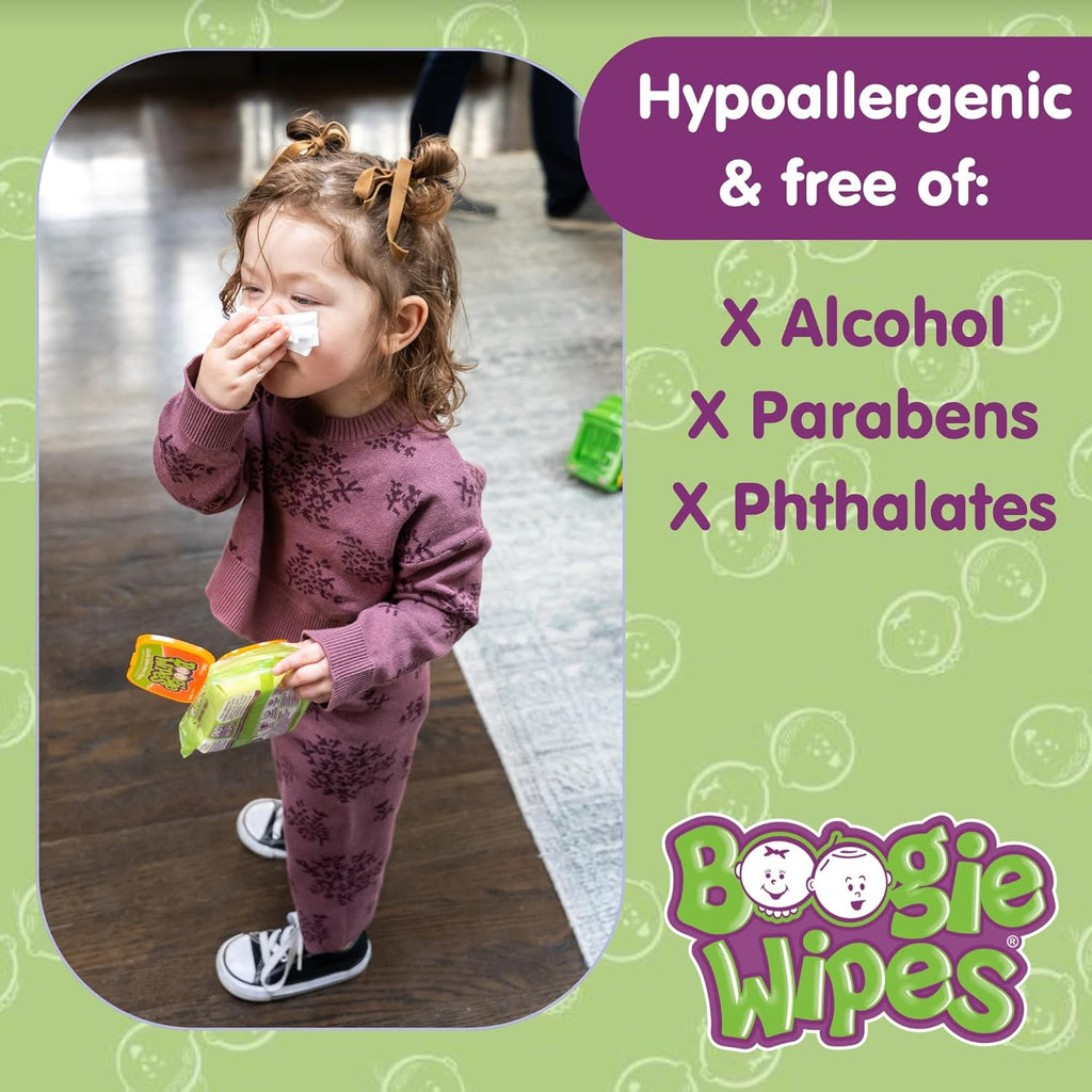 Saline Nose Wipes by Boogie - Baby & Kids Wipes for Face, Hand & Body | Made with Vitamin E, Aloe & Natural Saline | Fresh Scent, 90 Count (FSA/HSA Eligible)