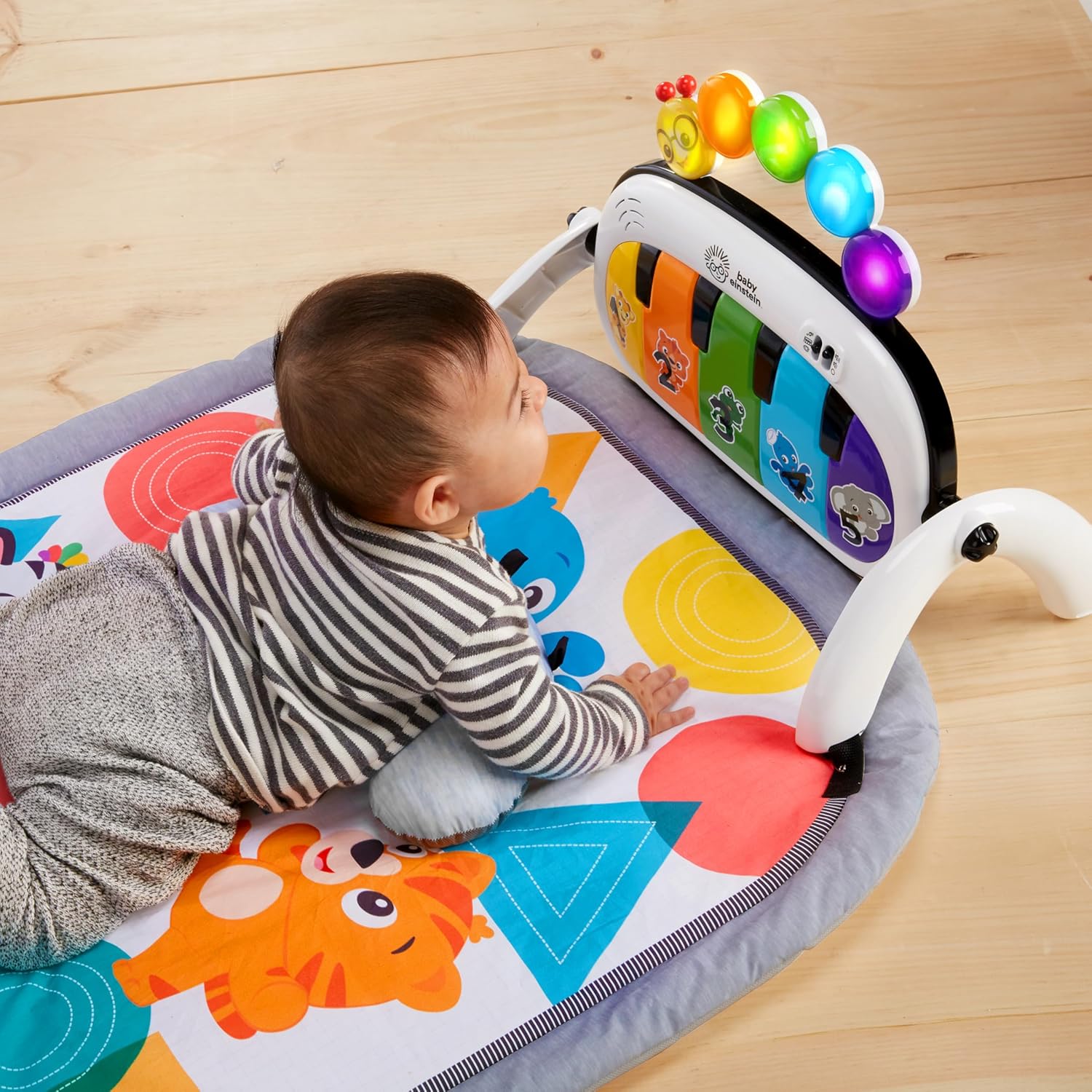 Baby Einstein 4-in-1 Kickin’ Tunes Music & Language Discovery Play Gym – Tummy Time Mat with Kick Piano & Sensory Toys