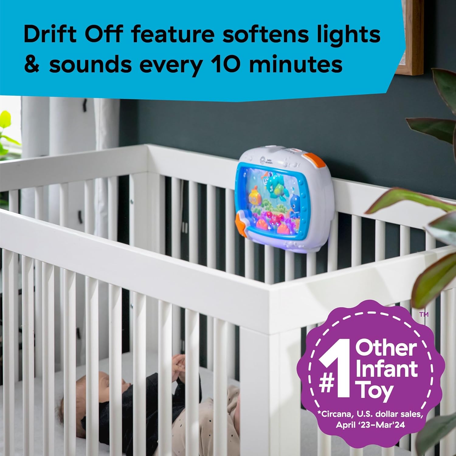 Baby Einstein Sea Dreams Soother – Musical Crib Toy & Sound Machine for Newborns with Nighttime Ocean Sounds, Lights & Remote Control