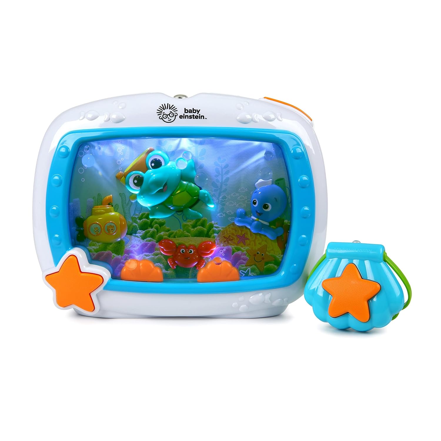 Baby Einstein Sea Dreams Soother – Musical Crib Toy & Sound Machine for Newborns with Nighttime Ocean Sounds, Lights & Remote Control
