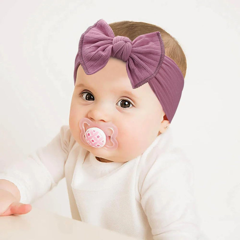 CÉLLOT 10 Colors Super Stretchy Nylon Knot Baby Girl Headbands with Hair Bows – Soft, Elastic Head Wraps for Newborns, Infants, Toddlers & Kids