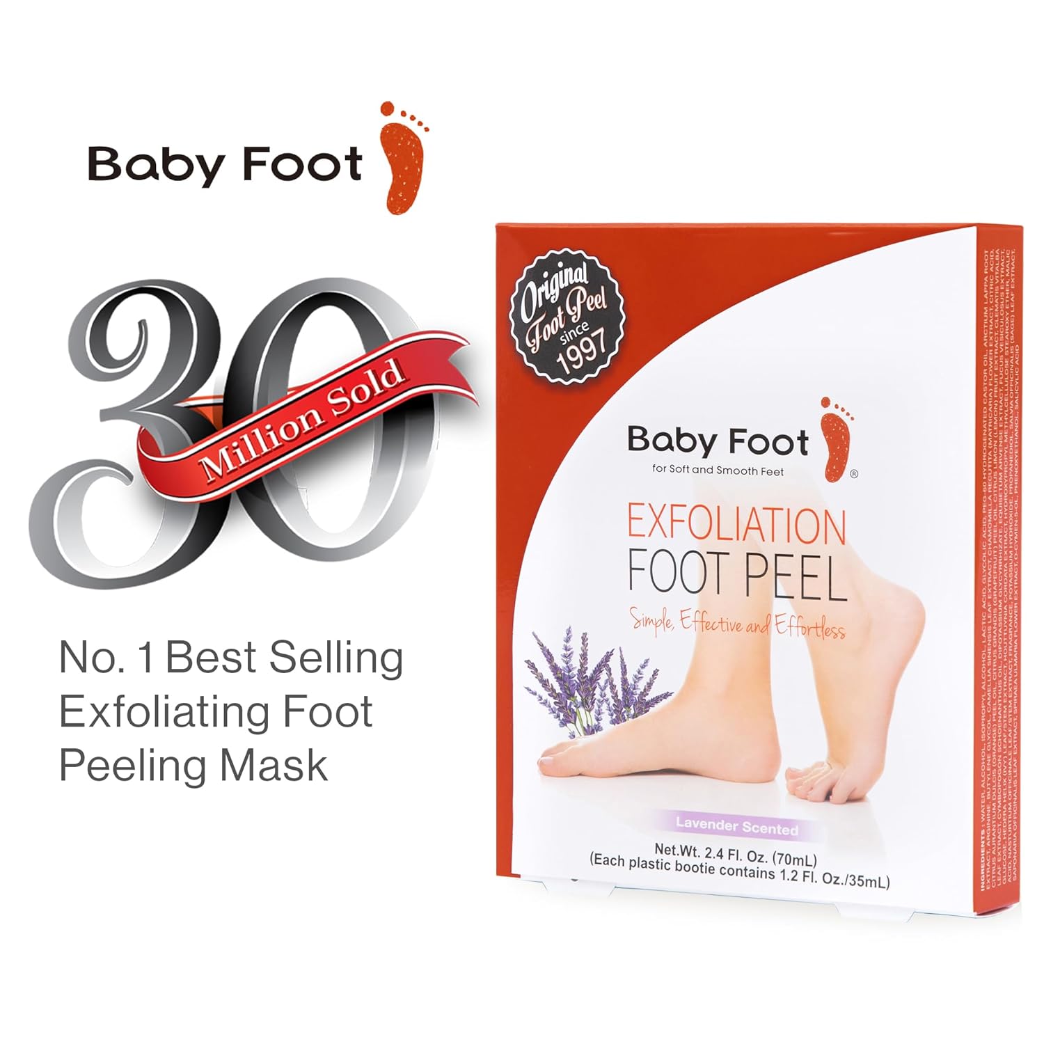 Baby Foot Original Exfoliation Foot Peel – Callus Remover & Dead Skin Mask for Smooth Feet, Lavender Scented, 1-Hour Spa Treatment - Ballimart