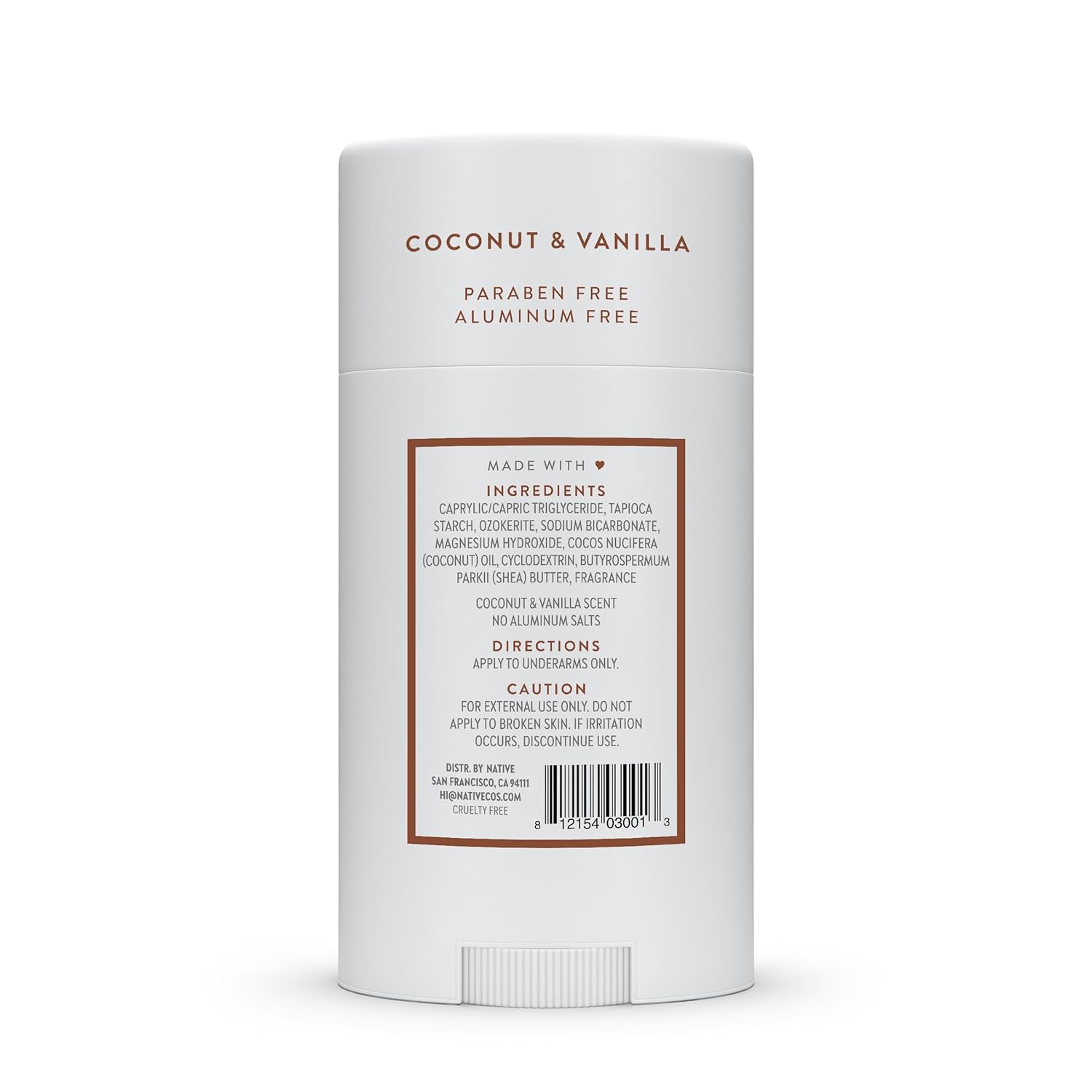 Native Coconut & Vanilla Deodorant | Aluminum-Free, 72-Hour Odor Control for Women & Men | Natural Deodorant with Baking Soda, Coconut Oil & Shea Butter | Paraben & Phthalate Free, 2.65oz - Ballimart