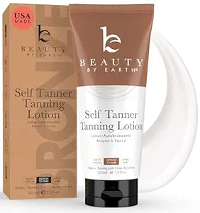 Beauty by Earth Natural Self Tanner - USA-Made, Organic Ingredients, Streak-Free Tan with Aloe Vera & Coconut | Medium to Dark Skin Tones