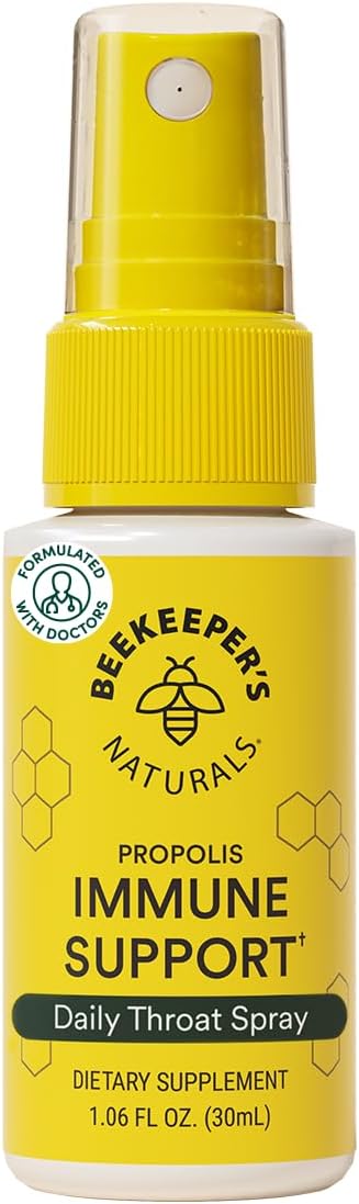 Beekeeper's Naturals Propolis Throat Spray – 95% Bee Propolis Extract for Immune Support  Sore Throat Relief | Natural, Keto, Paleo, Gluten-Free (1.06 oz, Pack of 1)