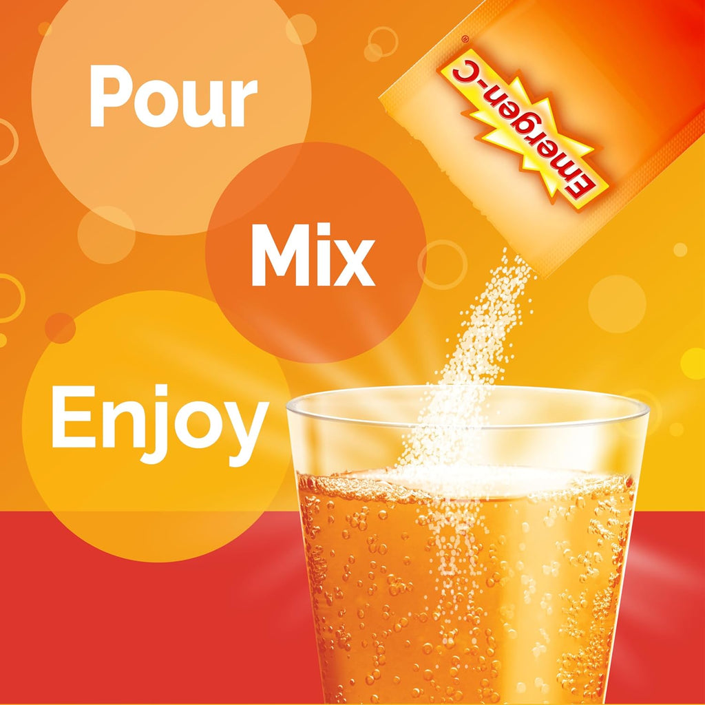 Emergen-C 1000mg Vitamin C Powder | Daily Immune Support | Caffeine-Free with Zinc, Manganese &amp; Electrolytes – Super Orange, 30 Packets