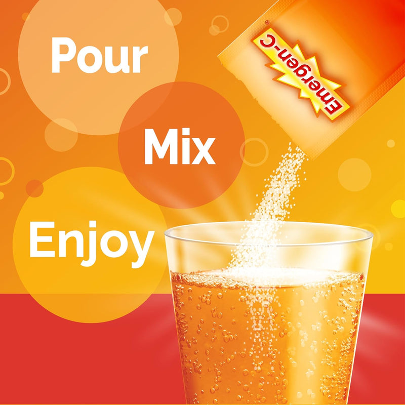 Emergen-C 1000mg Vitamin C Powder | Daily Immune Support | Caffeine-Free with Zinc, Manganese &amp; Electrolytes – Super Orange, 30 Packets