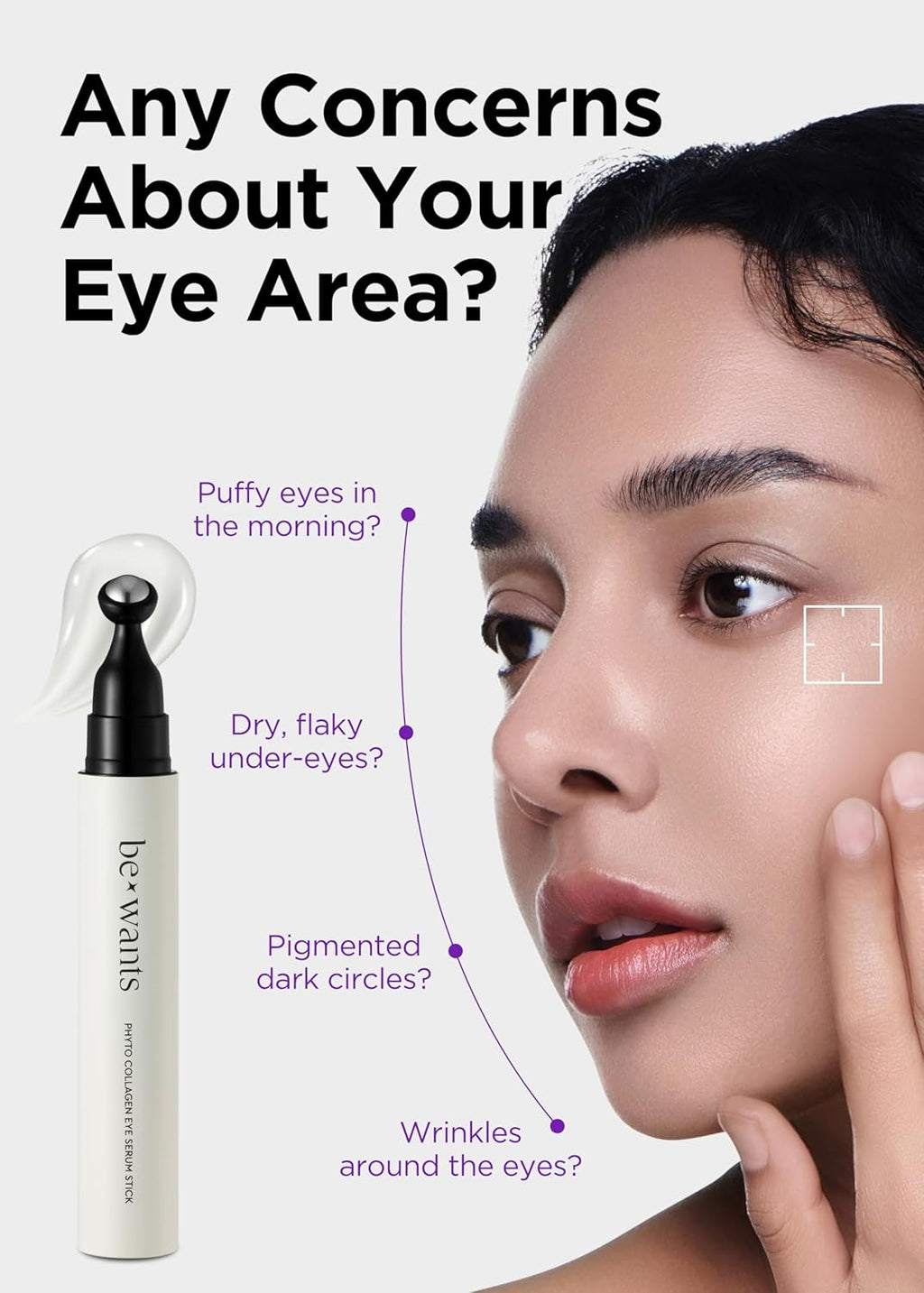 Bewants Eye Roller with Serum – Bamboo Water Phyto Collagen | Reduces Puffiness, Dark Circles &amp; Eye Bags | Under Eye Roller for Firm, Refreshed Eyes | Vegan, Cruelty-Free Gift