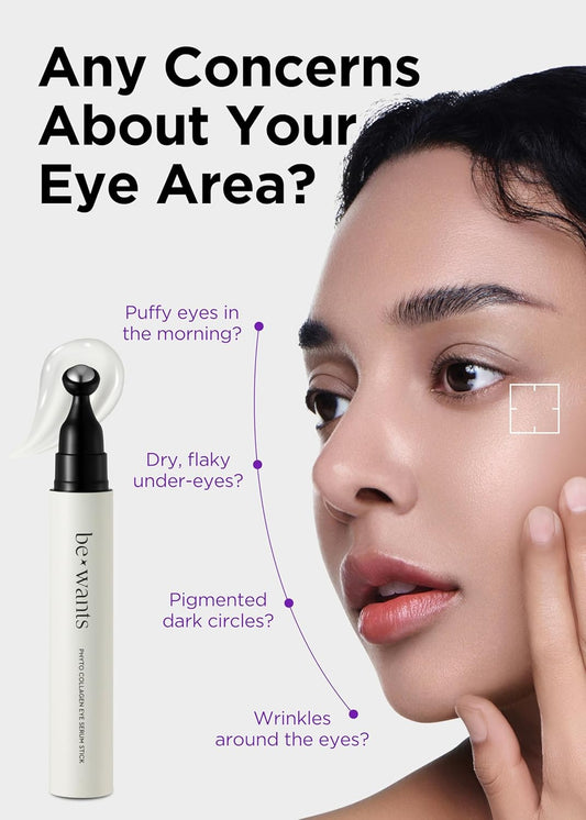 Bewants Eye Roller with Serum – Bamboo Water Phyto Collagen | Reduces Puffiness, Dark Circles &amp; Eye Bags | Under Eye Roller for Firm, Refreshed Eyes | Vegan, Cruelty-Free Gift