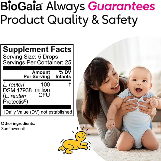 BioGaia Protectis Baby Probiotic Drops | Colic & Gas Relief for Newborns | Safe & Gentle Digestive Comfort | No Dairy, Soy, or Gluten | 5mL