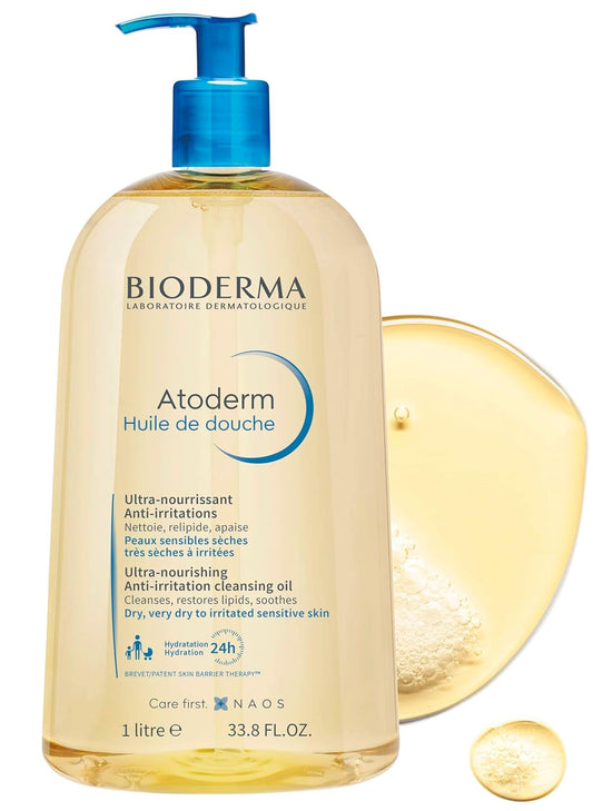 Bioderma Atoderm Cleansing Shower Oil – Nourishing, Anti-Irritation Cleansing Oil for Face & Body, Ideal for Dry to Sensitive Skin, 24hr Hydration - Ballimart