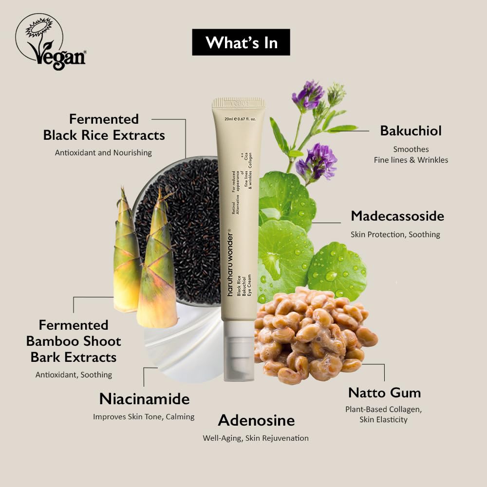 Haruharu Wonder Black Rice Bakuchiol Eye Cream – Anti-Aging, Hydrating, and Brightening Eye Treatment