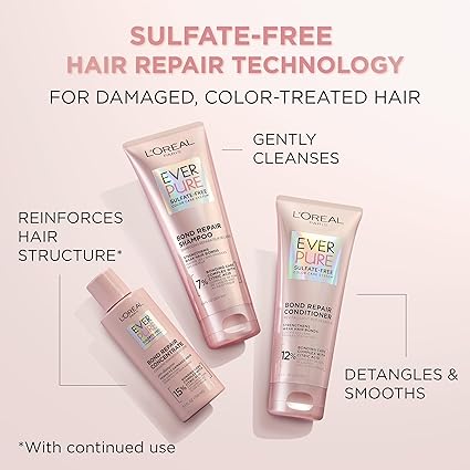 L'Oreal Paris EverPure Sulfate-Free Vegan Hair Care Kit – Strengthen & Repair Hair Bonds