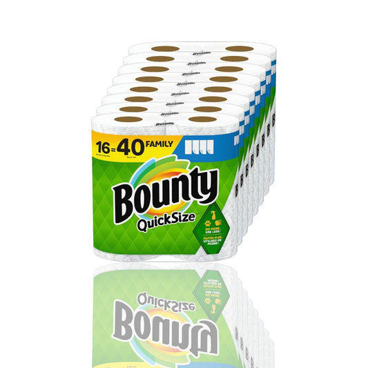 Bounty Quick Size Paper Towels – 16 Family Rolls (Equals 40 Regular Rolls) | Ultra-Absorbent, Quick-Clean Towels for Speedy Mess Pick-Up | White - Ballimart