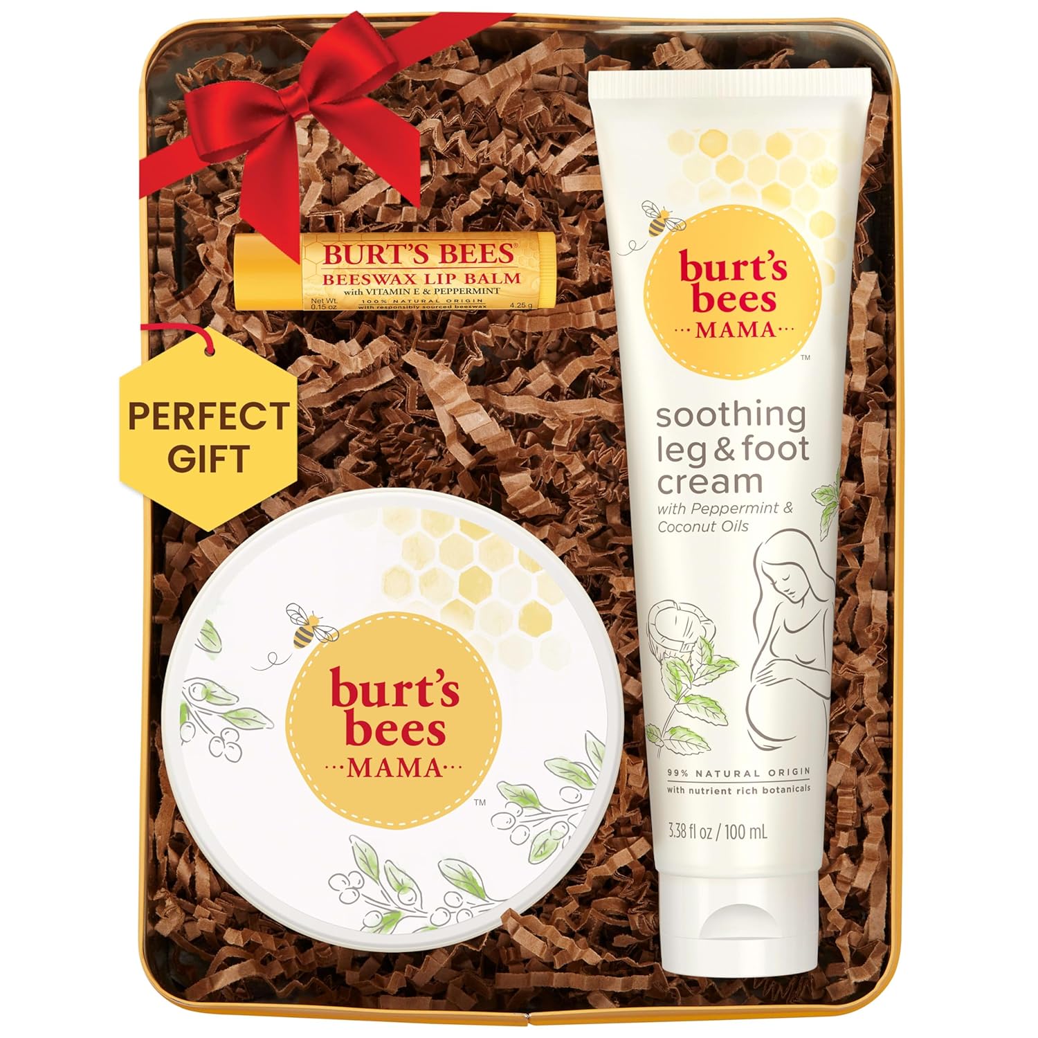 Burt's Bees Pregnancy Essentials Gift Set – Mama Belly Butter, Original Lip Balm, Leg & Foot Cream – Baby Shower & Skincare Gifts for Moms-To-Be