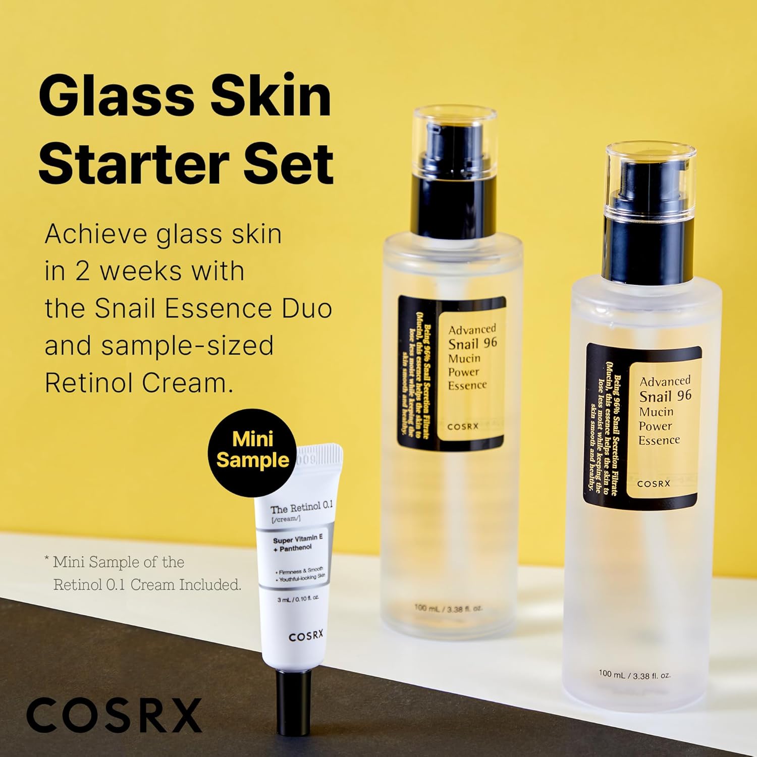 COSRX Glass Skin Starter Set – Snail Mucin Essence & Retinol Cream Mini | Hydrating & Firming Korean Skincare Kit