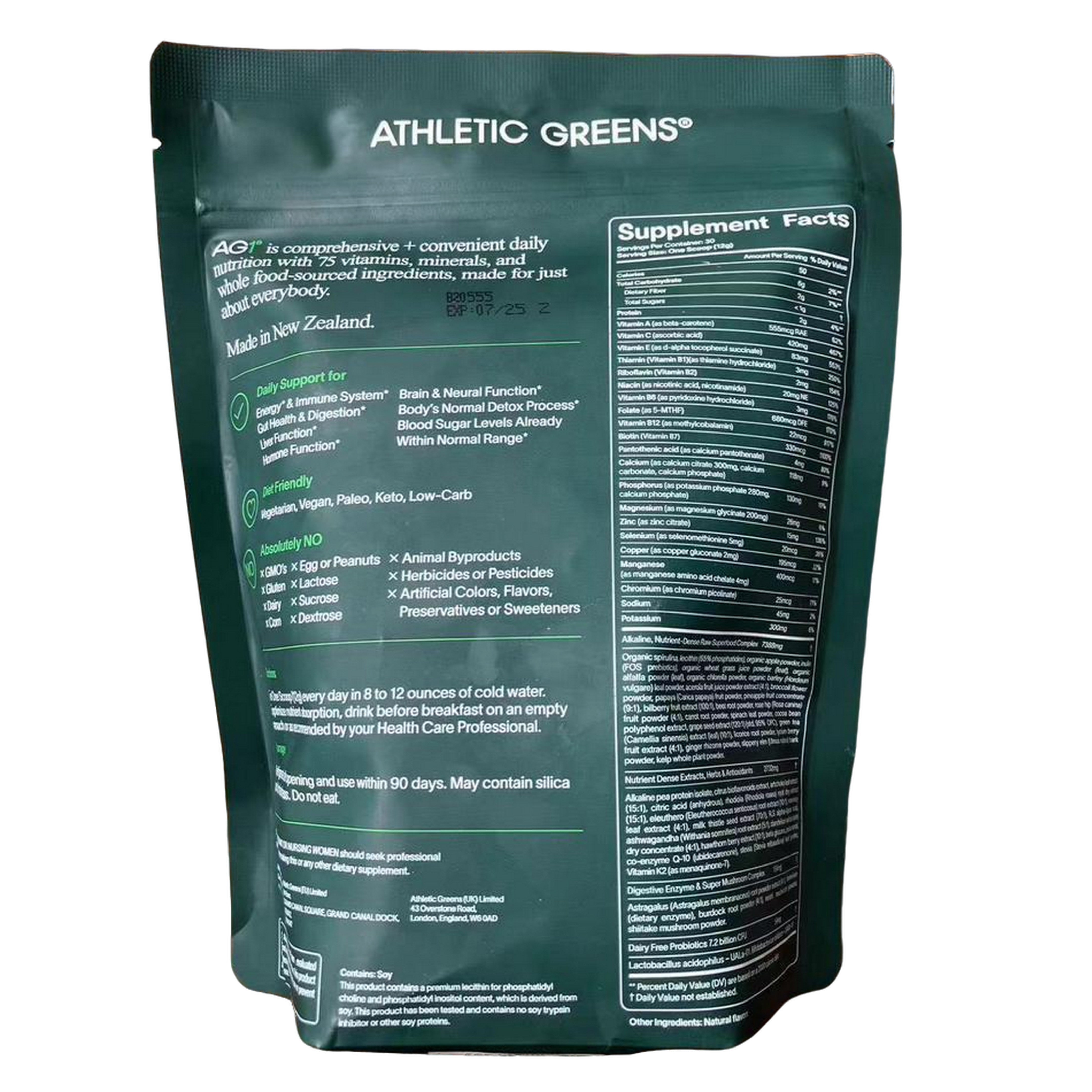 AG1 Athletic Greens - 12.7oz (360g) Powder | 30-Day Supply | Whole Food Multivitamin, Probiotic & Superfood Blend