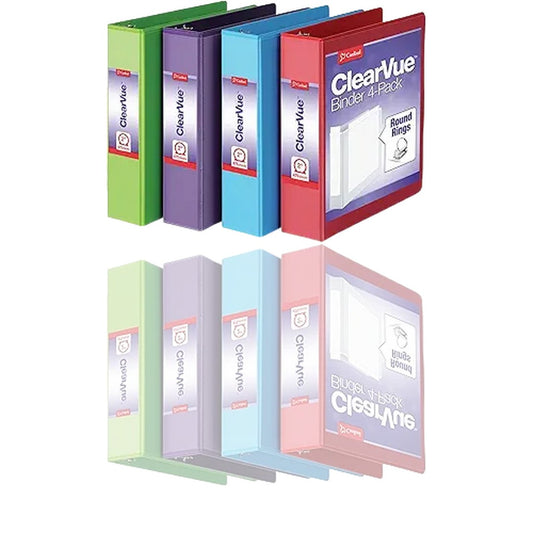 Cardinal 3 Ring Binders, 2-Inch Durable Binders with ClearVue Covers (4-Pack)