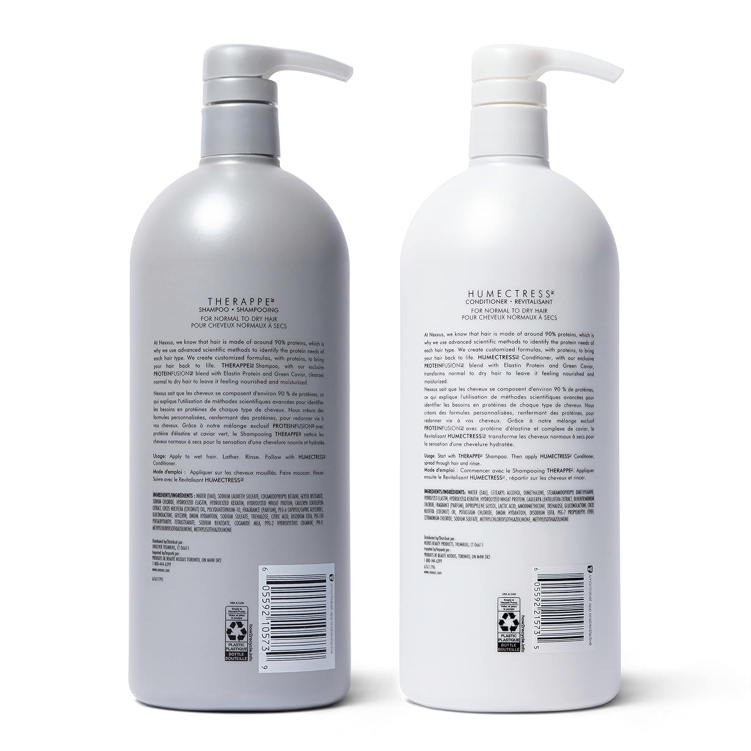 Nexxus Therappe & Humectress Shampoo and Conditioner Duo – 33.8 oz | Moisturizing for Dry Hair, Silicone-Free with Caviar Complex & Elastin Protein