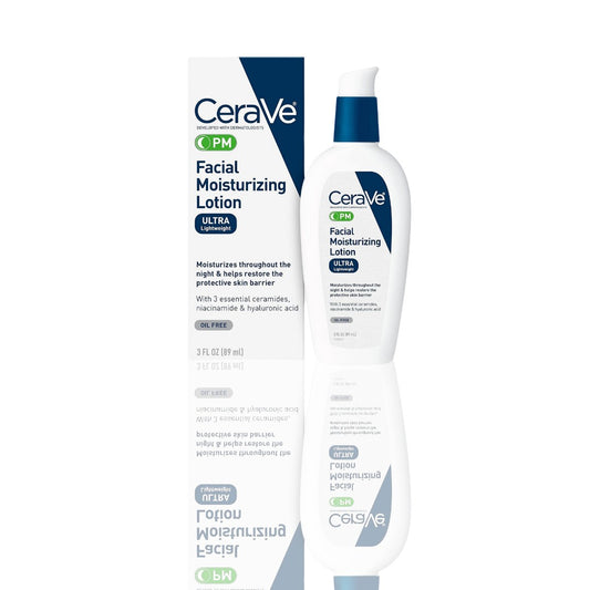CeraVe PM Facial Moisturizing Lotion | Oil-Free Night Cream with Hyaluronic Acid & Niacinamide | 3oz - Ballimart