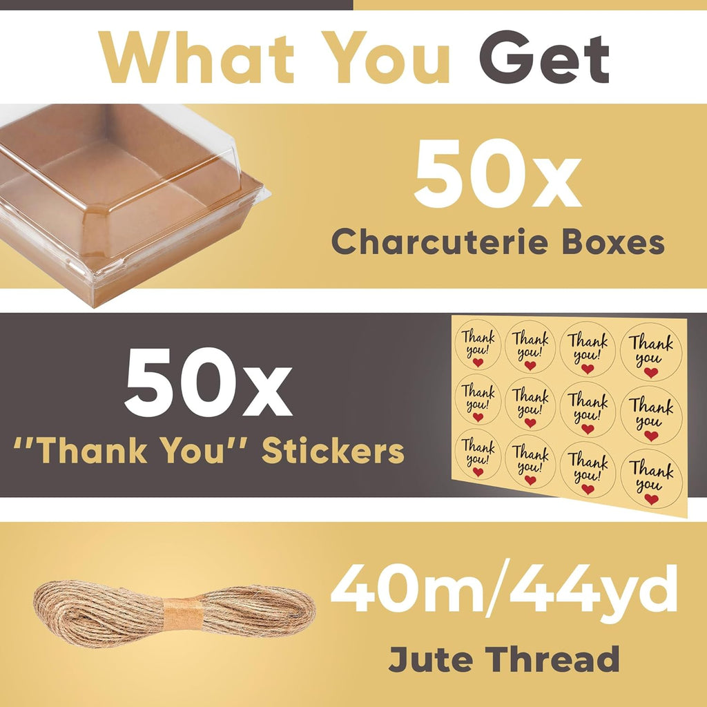 50-Pack Small Charcuterie Boxes with Clear Lids - Go Paper Mini Charcuterie Box | 5-Inch Disposable Dessert Containers for Cakes, Cookies, Strawberries & More - Ballimart