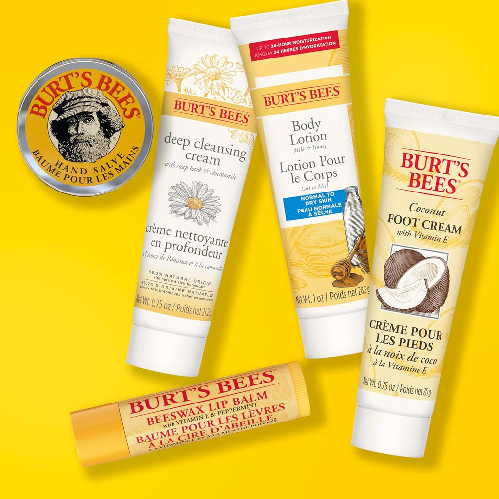 Burt’s Bees Christmas Gift Set – 5 Travel-Size Stocking Stuffers for Head-to-Toe Skincare | Lip Balm, Cleansing Cream, Hand Salve, Body Lotion & Coconut Foot Cream - Ballimart