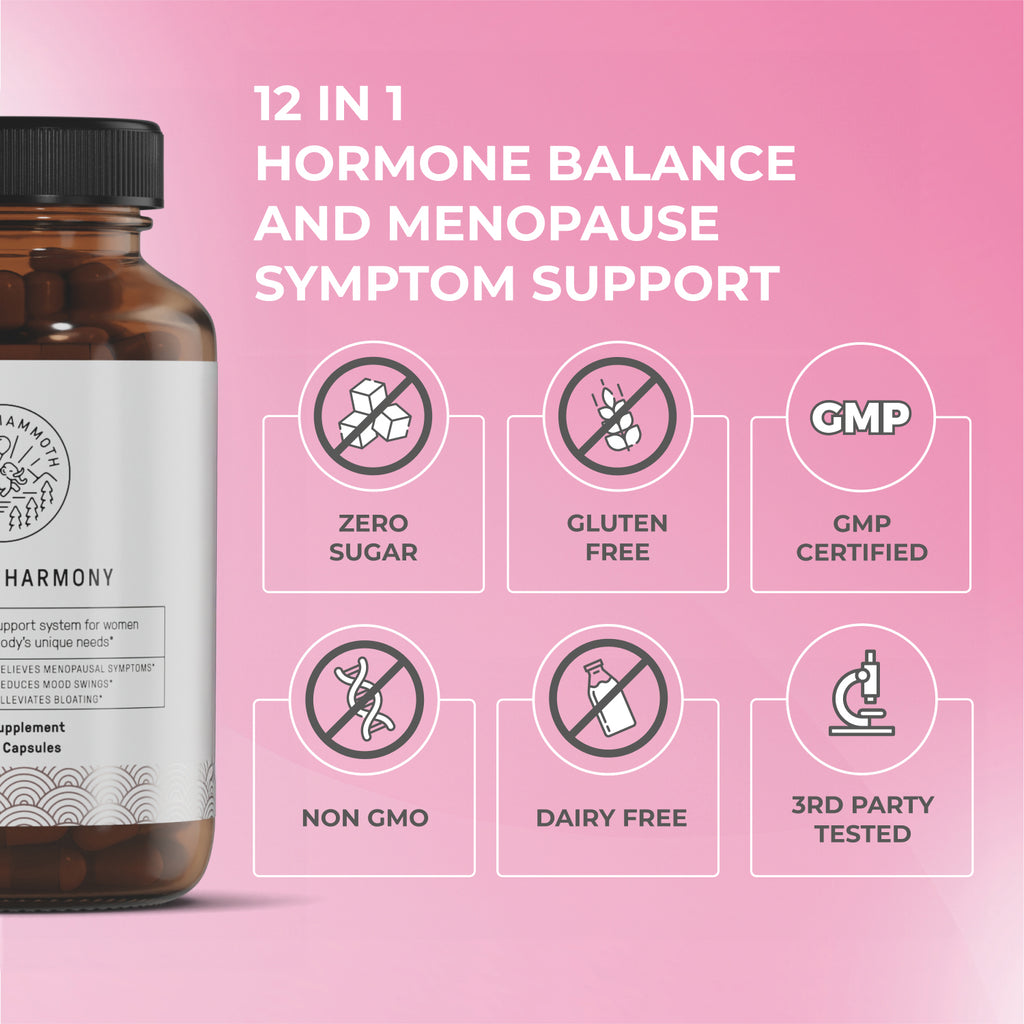 Happy Mammoth Hormone Harmony – 72 Capsules | Natural Hormone Balance for Women