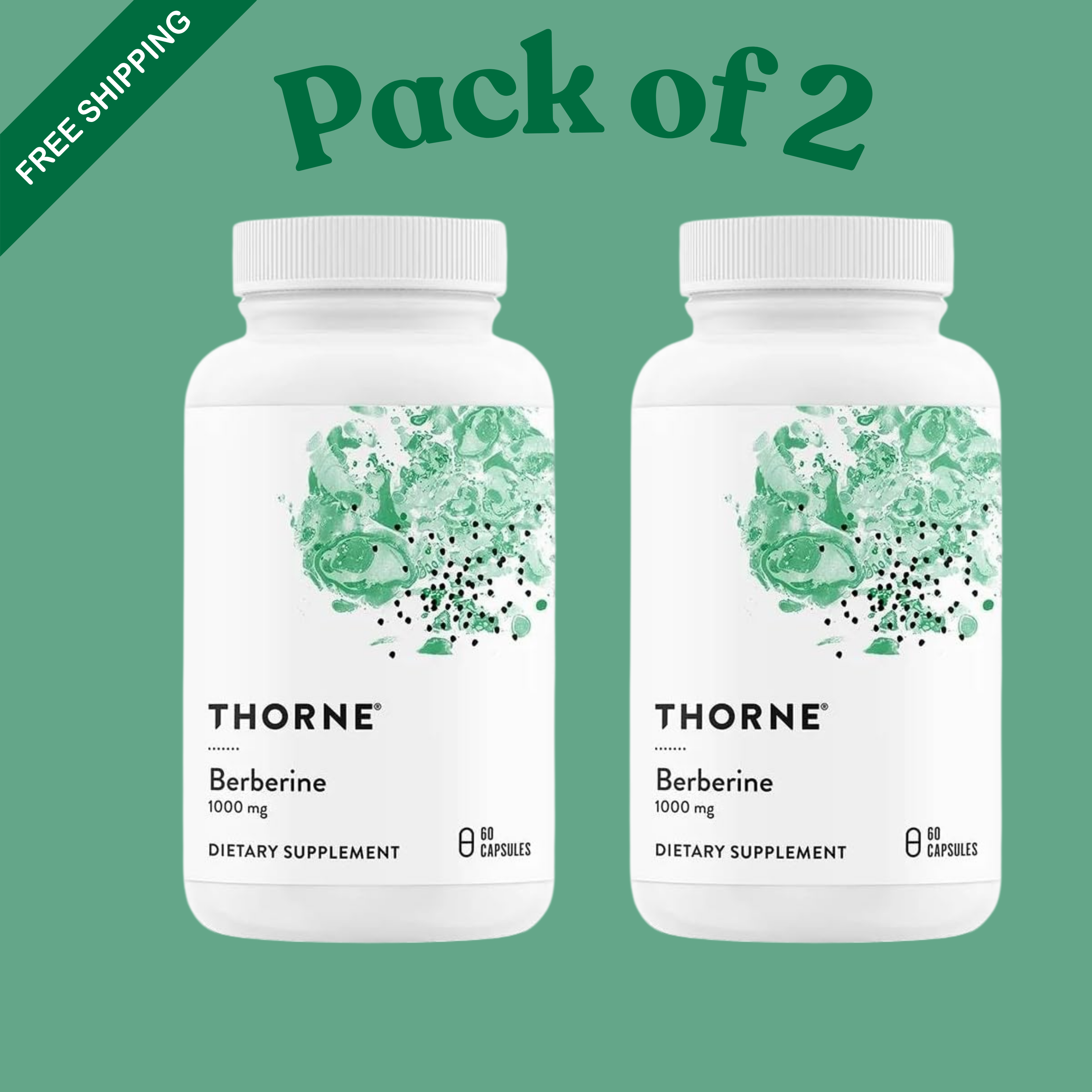 THORNE Berberine – Dual Action Formula (Pack of 2) – 120 Capsules Total