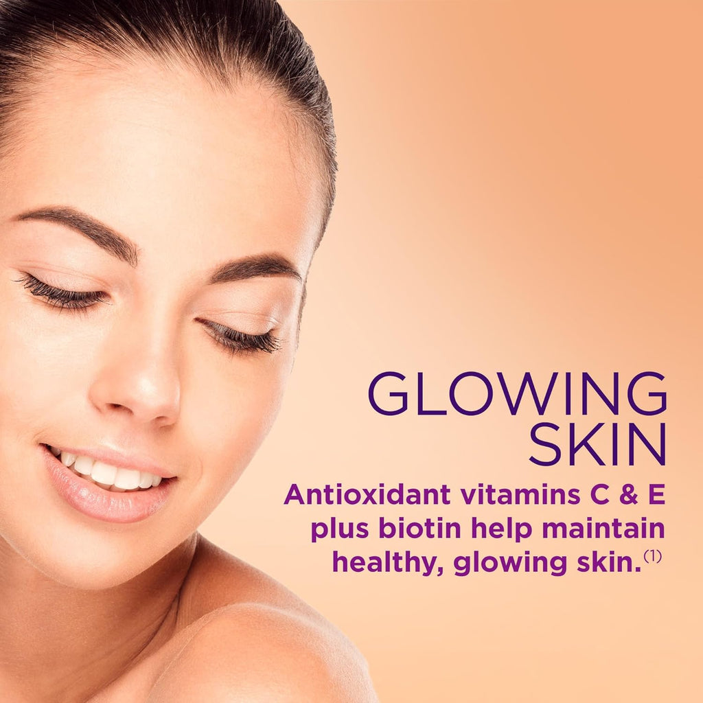 Nature's Bounty Optimal Solutions Hair, Skin & Nails Gummies with Biotin & Collagen – Tropical Citrus Flavor, 2500 mcg, 80 Ct