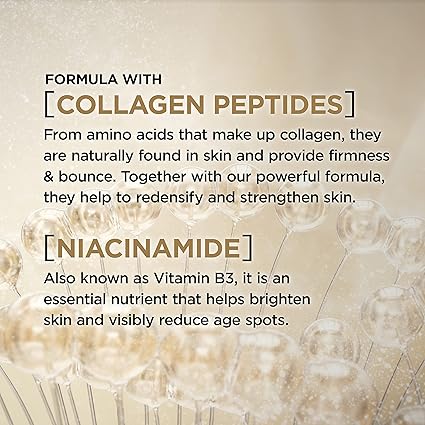 L'Oreal Paris Age Perfect Collagen Expert Night Moisturizer with Collagen Peptides and Niacinamide – Anti-Aging &amp; Anti-Wrinkle Hydrating Cream for Mature Skin, 2.5 oz