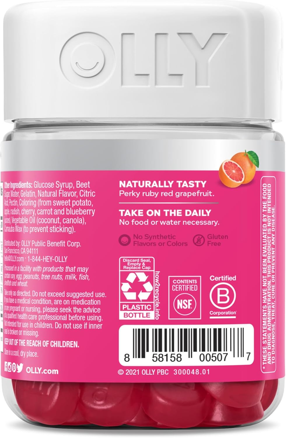 OLLY Undeniable Beauty Gummies – Biotin, Vitamin C & Keratin for Hair, Skin & Nails, 30-Day Supply, Gluten-Free Grapefruit Flavor