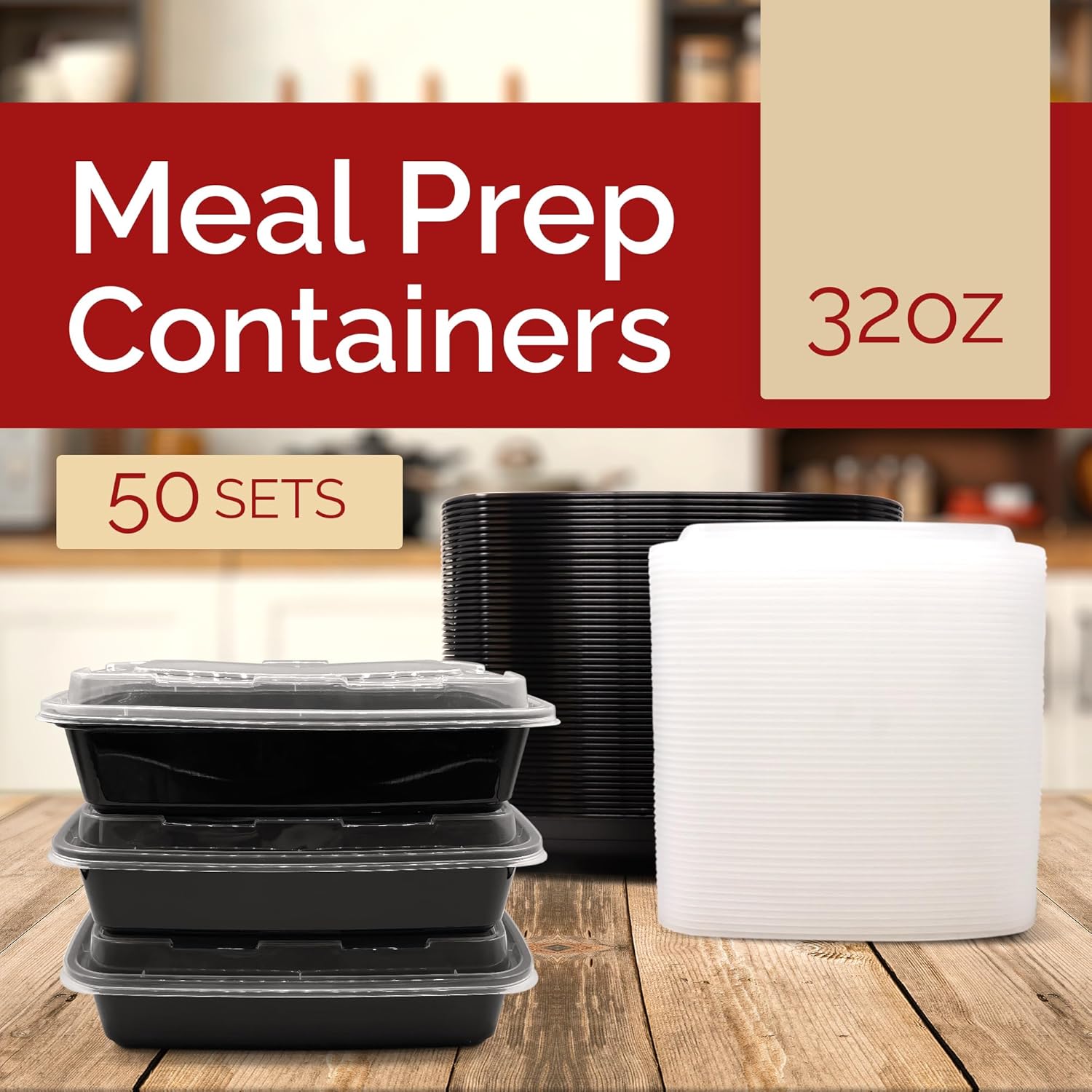 Reli. 32 oz Meal Prep Containers - 50 Pack | Microwave, Freezer & Dishwasher Safe | BPA-Free & Leak-Proof