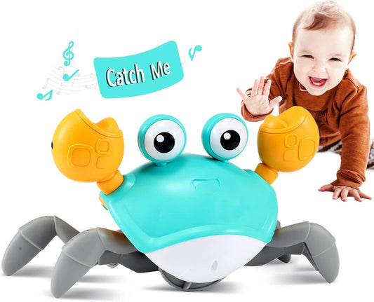Control Future Crawling Crab Baby Toy – Interactive Tummy Time & Crawling Helper for Infants and Toddlers | Lights, Music, and Obstacle Sensors