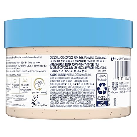 Dove Exfoliating Body Polish – Macadamia & Rice Milk Scrub for Nourished, Visibly Smoother Skin | 10.5 oz