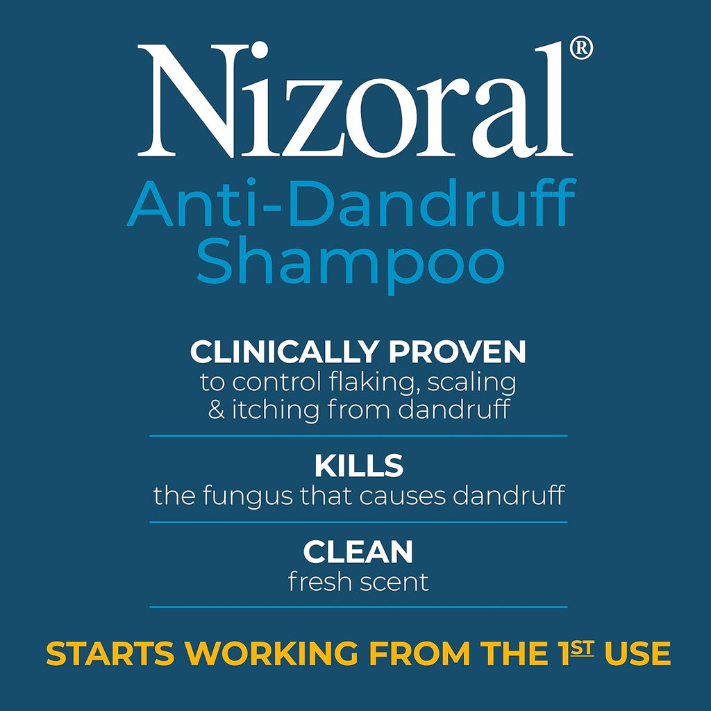 "Fight dandruff with Nizoral Anti-Dandruff Shampoo. Powered by 1% Ketoconazole, it controls flaking, scaling, and itching while leaving hair soft and fresh." - Ballimart