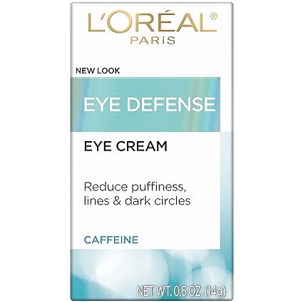 L'Oreal Paris Dermo-Expertise Eye Defense Cream, Anti-Aging Eye Cream with Caffeine & Hyaluronic Acid, 0.5 oz