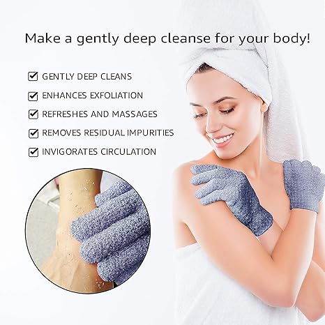 Evridwear Exfoliating Dual Texture Bath Gloves – Deep Exfoliation for Shower, Spa, and Body Scrubs | Promotes Healthy Skin, Stimulates Blood Circulation, & Removes Dead Skin Cells (1 Pair, Heavy Glove)