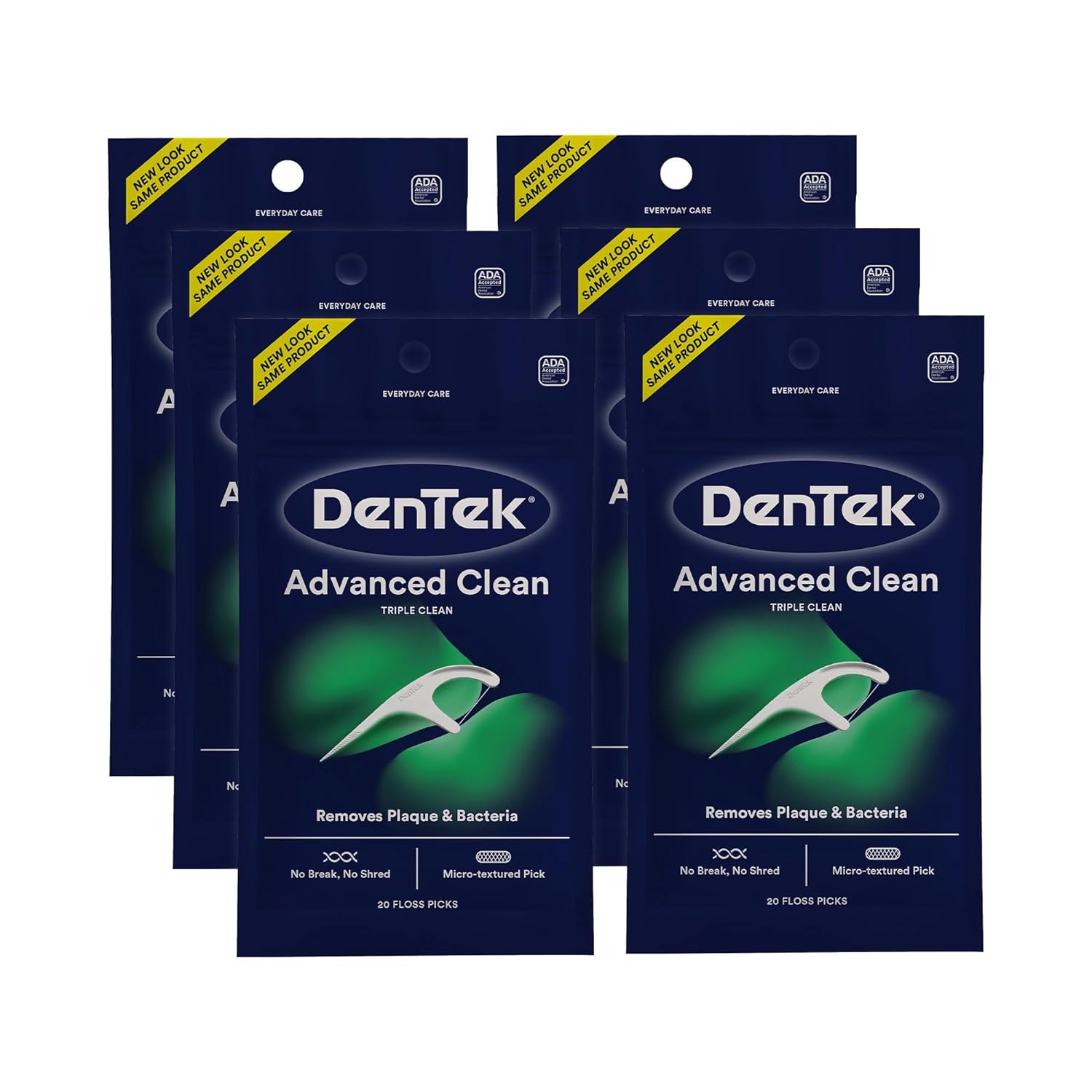 DenTek Triple Clean Advanced Floss Picks – 150 Count | No-Break, No-Shred, Mint-Flavored with Fluoride | ADA Accepted Dental Care