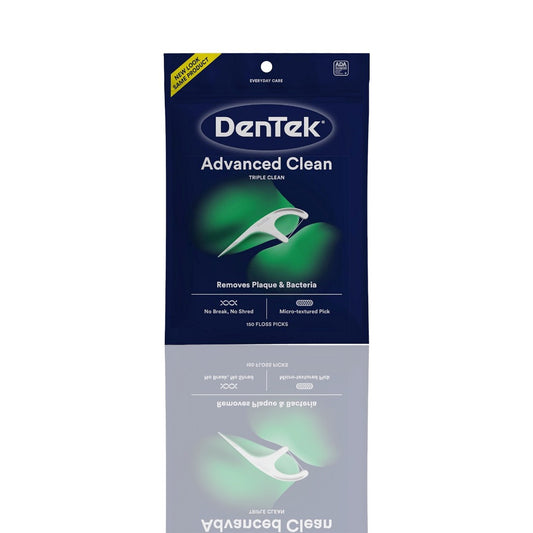 DenTek Triple Clean Advanced Floss Picks – 150 Count | No-Break, No-Shred, Mint-Flavored with Fluoride | ADA Accepted Dental Care - Ballimart