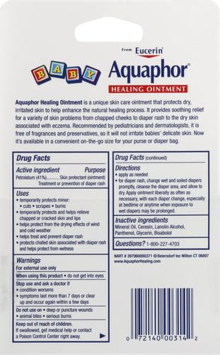 Aquaphor Baby Healing Ointment To-Go Pack | Advanced Therapy for Chapped Cheeks, Diaper Rash, and Dry Skin | 0.35oz Tubes, 2 Count | Gentle, Multi-Purpose Baby Skin Protectant