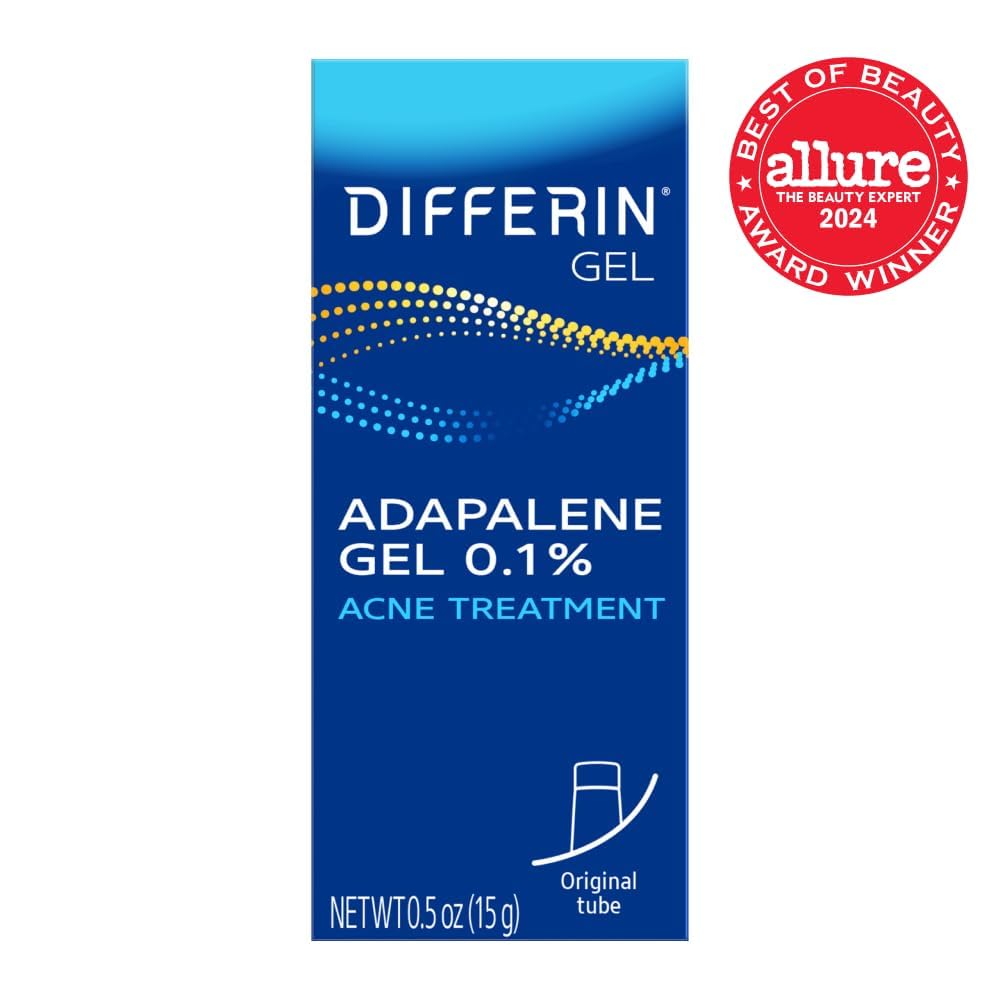 Differin Acne Treatment Gel - 30 Day Supply | 0.1% Adapalene Retinoid for Acne-Prone, Sensitive Skin | Clears & Prevents Breakouts | 15g Tube