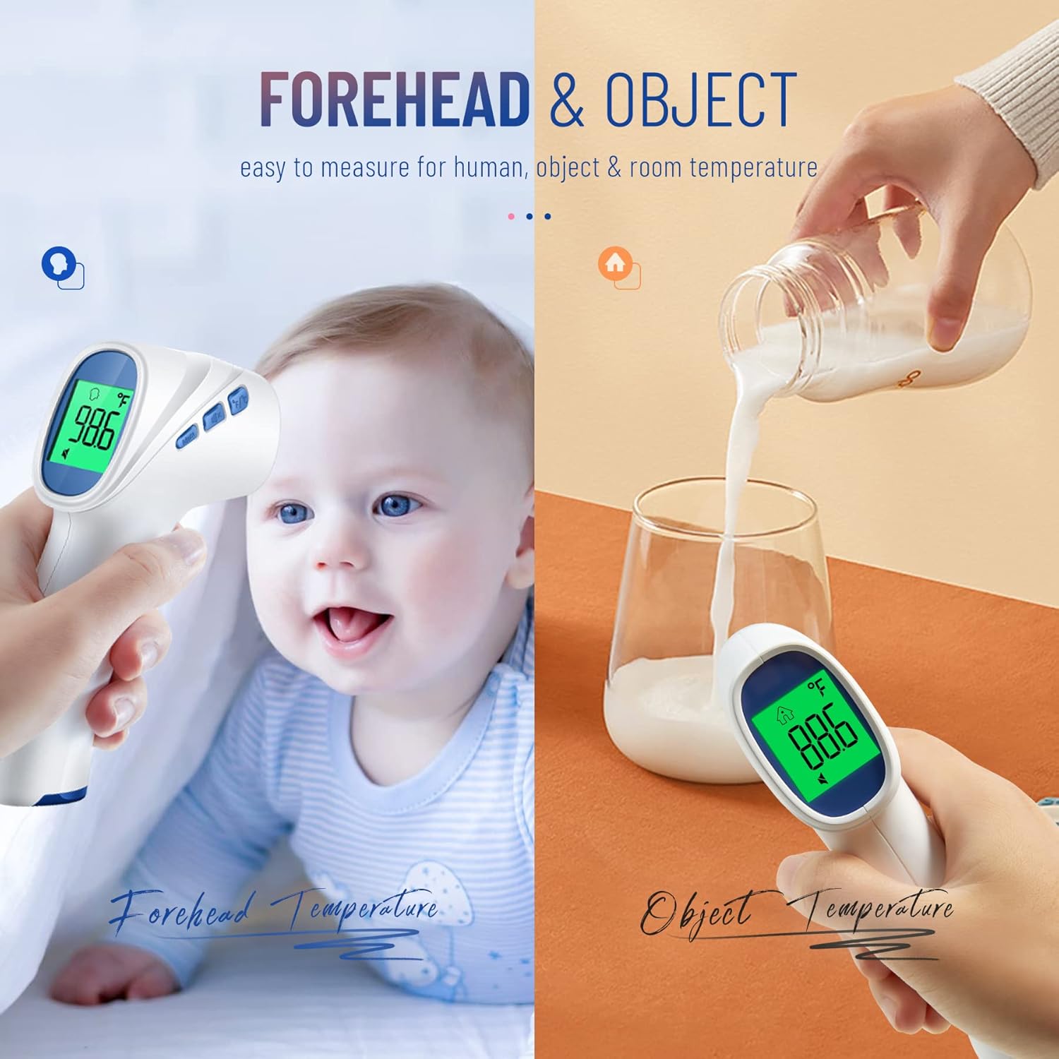 Digital Forehead Thermometer for Adults & Kids - Infrared, No-Contact, Fast & Accurate, Fever Alarm, FSA/HSA Eligible - Ballimart