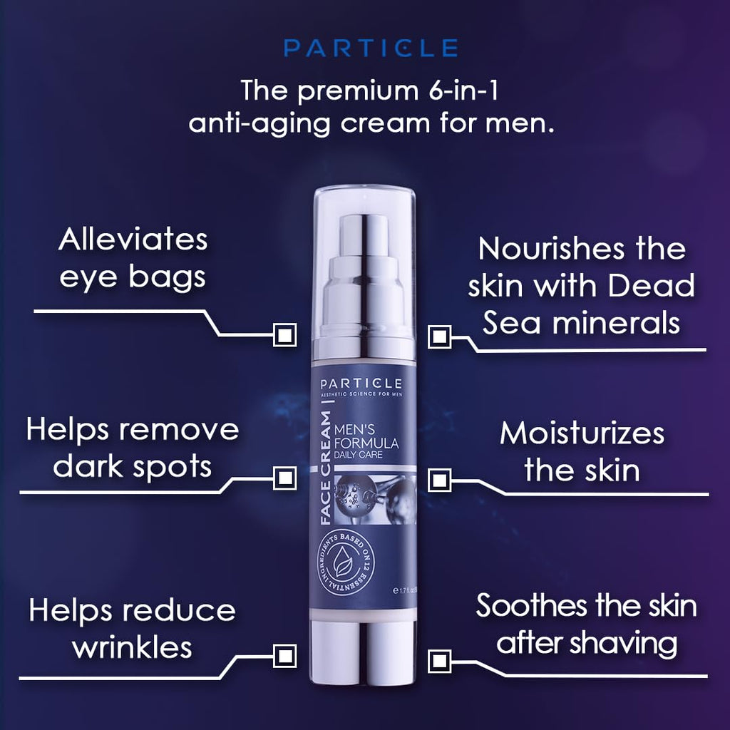 Particle 6-in-1 Face Cream for Men Anti-Aging Moisturizer, Reduces Wrinkles, Dark Spots & Eye Bags, Pack of 1 (1.7 oz.