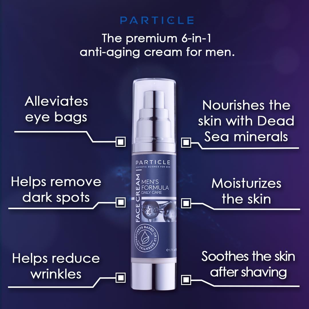 Particle 6-in-1 Face Cream for Men Anti-Aging Moisturizer, Reduces Wrinkles, Dark Spots & Eye Bags, Pack of 1 (1.7 oz.