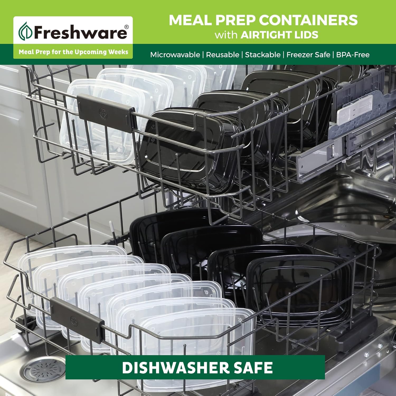 Freshware 50-Pack 16 oz Meal Prep Containers with Lids – Durable, Leakproof & BPA-Free