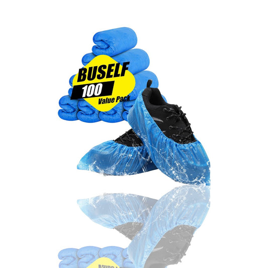 Disposable Non-Slip Shoe Covers - Pack of 100 (50 Pairs) | Waterproof, Recyclable Booties for Indoor & Outdoor Use | Fits Up to US Men’s Size 11, Women’s Size 13 - Ballimart