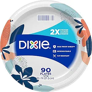 ✨ Dixie Medium Paper Plates - 8.5 Inch | 2X Stronger, Soak-Proof, & Microwave-Safe ✨