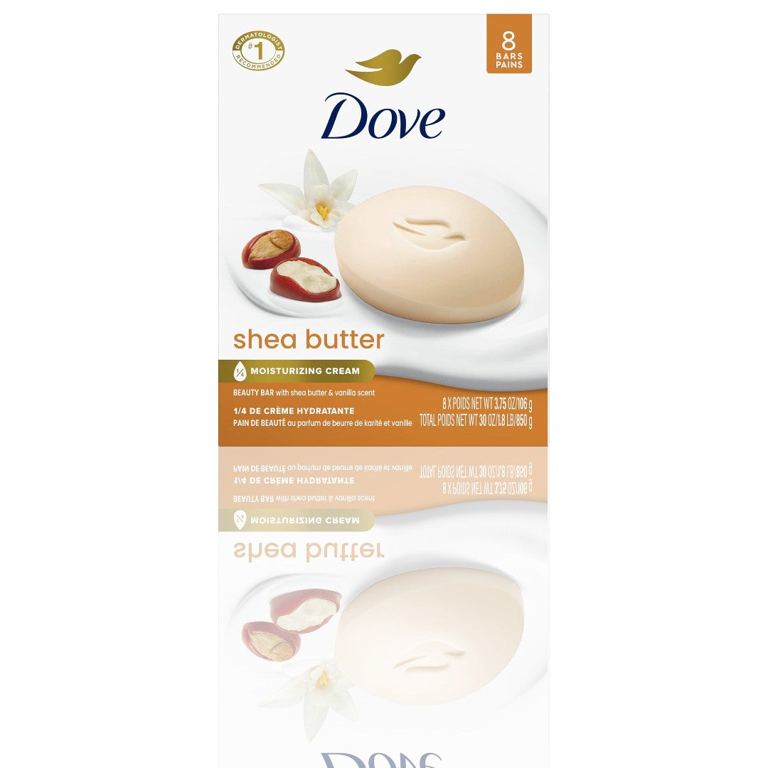 Dove Shea Butter Beauty Bar Soap – Nourishing &amp; Hydrating for Softer Skin (8 Count