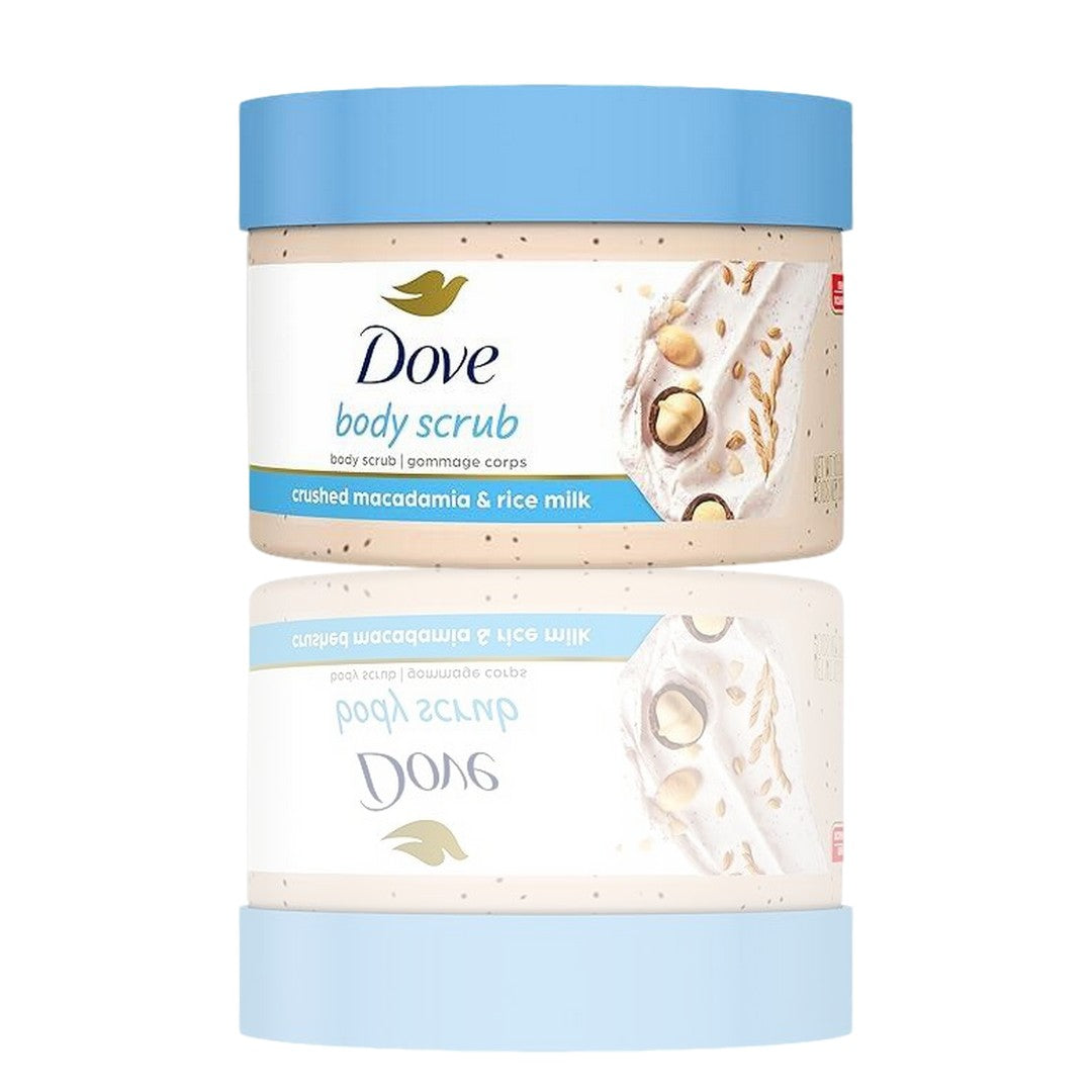 Dove Exfoliating Body Polish – Macadamia & Rice Milk Scrub for Nourished, Visibly Smoother Skin | 10.5 oz